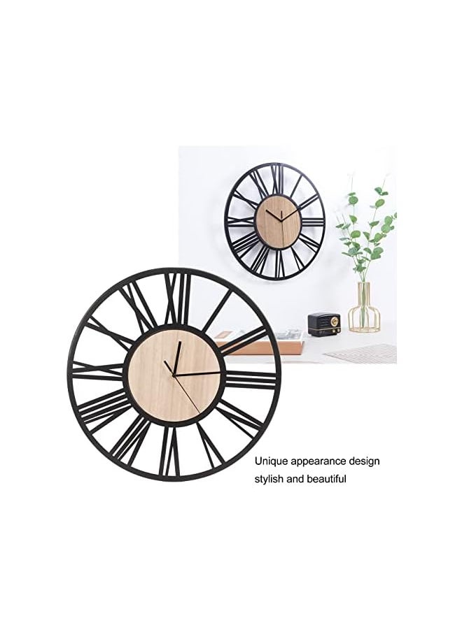 Nordic Wall Clock Modern Design, Large Hanging Clock Circular Iron Silent Wall Clock, Wall Clock Roman Numerals Decoration for Home Living Room Dining Room Office, 15.7in Dia