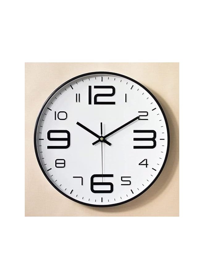 Wall Clock, 12 inch Silent Non Ticking Quartz Clocks, Battery Operated Round Home Decor Wall Clock, Easy to read Digital Wall Clocks for Bedroom Living Room Office Classroom Home (Black)