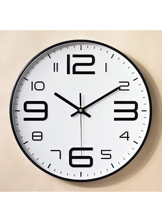 Wall Clock, 12 inch Silent Non Ticking Quartz Clocks, Battery Operated Round Home Decor Wall Clock, Easy to read Digital Wall Clocks for Bedroom Living Room Office Classroom Home (Black)
