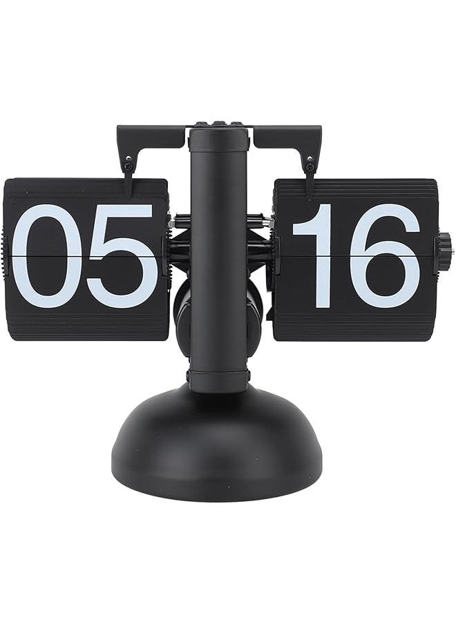 Retro Digital Flip Down Clock, Vintage Mechanical Design Auto Flip Desk Clock Large Number, 24 Hours Internal Gear Operated Flip Table Clock for Home Office Hotel Café Christmas Decor (Black)