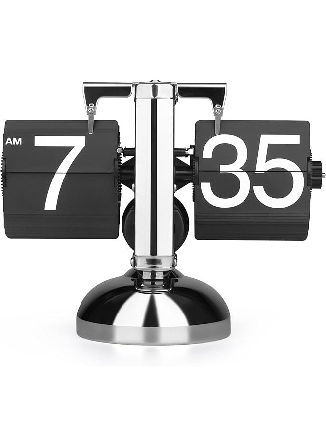 Retro Flip Clock - Antique Mechanical With Large Number Display, Vintage Table Desk Clock for Office, Bedroom, Living Room - Aesthetic Modern Fancy Home Decor