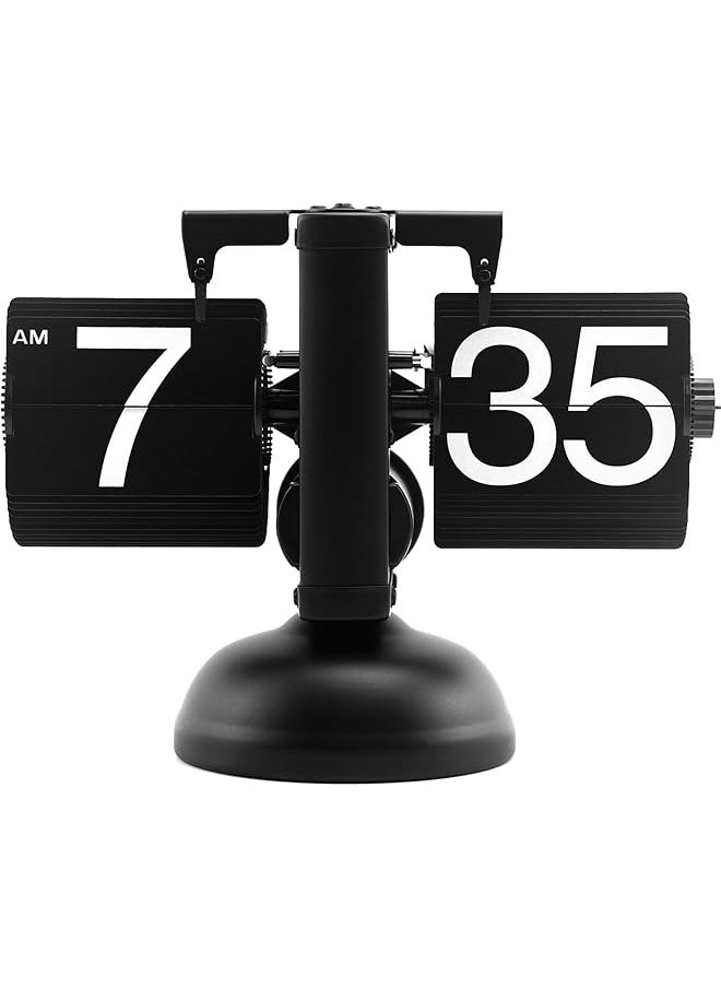 Retro Flip Clock, Digital Vintage Flip Clock with Large Number Display for Office Bedroom Living Room, Antique Mechanical Table Desk Clock, Aesthetic Decor Clock, Fancy Flip Clock (Black)