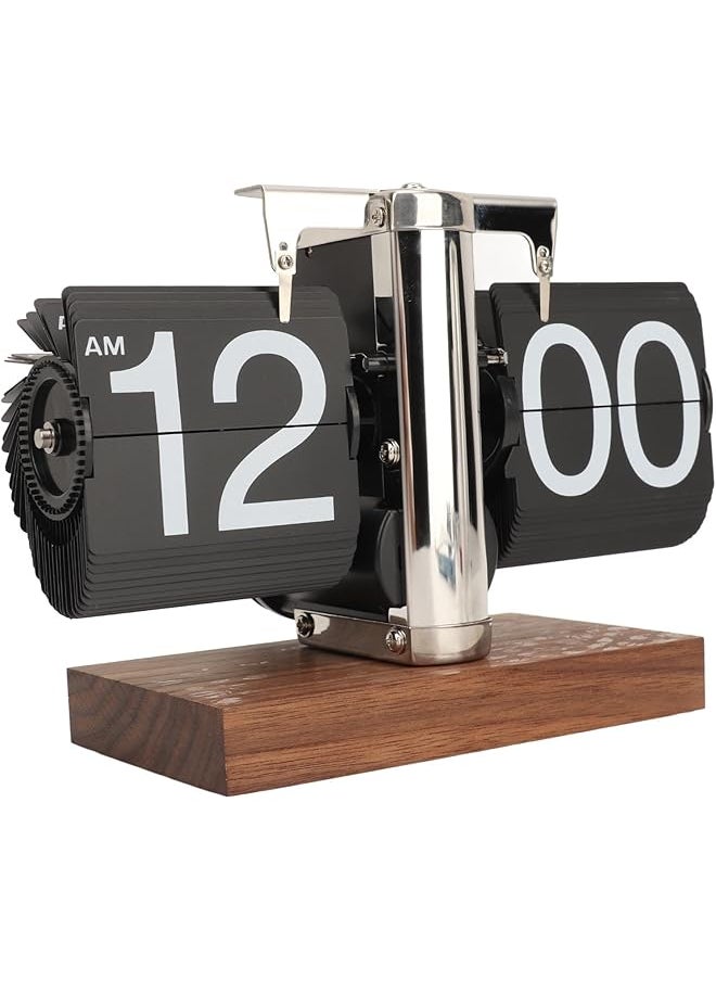 Flip Clock, Retro Vintage Clock Digital Flip Down Clock Battery Operated Automatic Turning Mechanical Clock Desk Clock Shelf Clock for Living Room Office Home Decoration