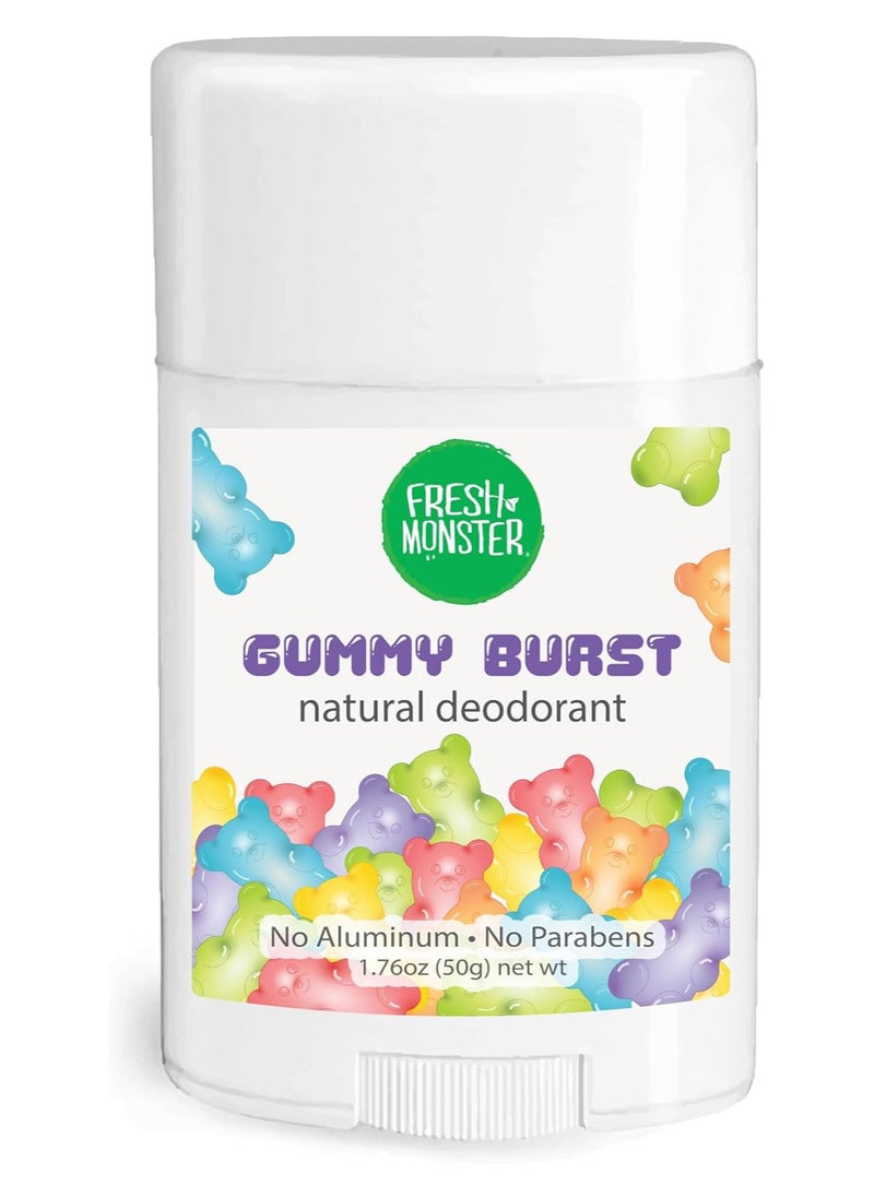 Fresh Monster Natural Deodorant for Kids & Teens, Aluminum Free, Paraben Free, Hypoallergenic Deodorant, Gummy Burst (1.76oz)