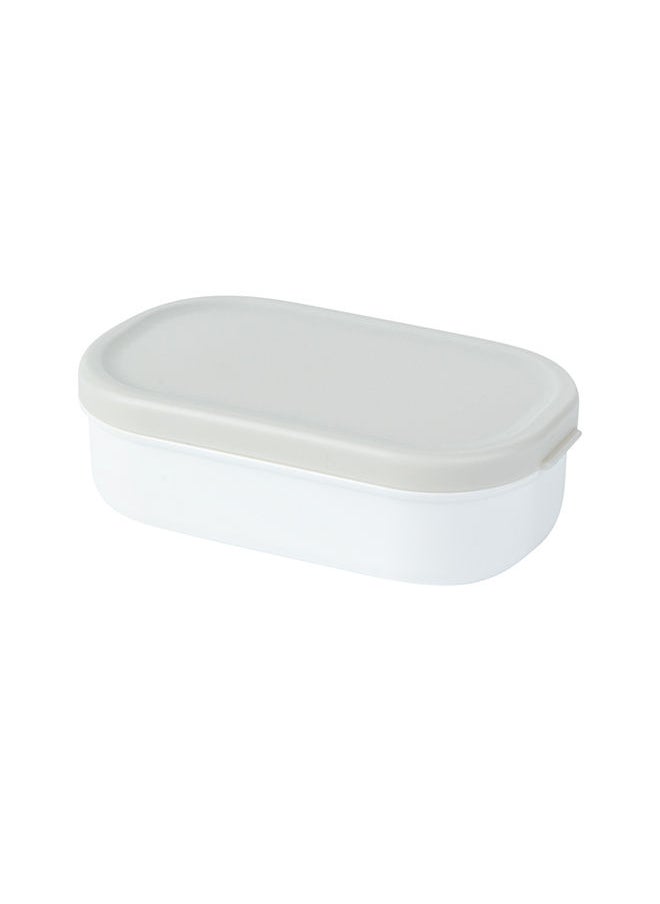 Restaurantware-Bento Tek 40.5 Ounces Stackable Lunch Box, 1 Reusable Adult Lunch Container - With Utensils, Included Sauce Cup, Gray & White Plastic Layered Lunch Box, Microwavable, Dishwashable