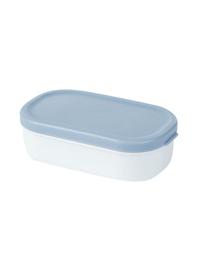 Restaurantware-Bento Tek 40.5 Ounces Stackable Lunch Box, 1 Reusable Adult Lunch Container - With Utensils, Included Sauce Cup, Blue & White Plastic Layered Lunch Box, Microwavable, Dishwashable