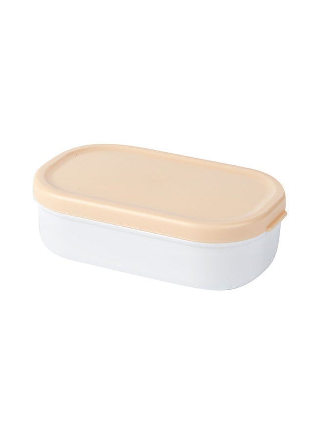 Restaurantware-Bento Tek 40.5 Ounces Stackable Lunch Box, 1 Reusable Adult Lunch Container - With Utensils, Included Sauce Cup, Wood Grain & White Plastic Layered Lunch Box, Microwavable, Dishwashable