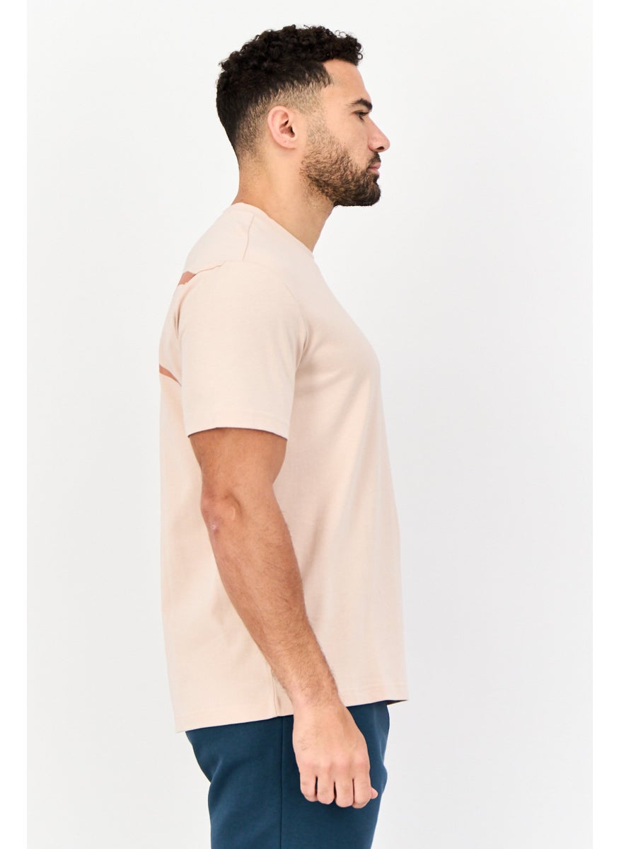Men Sportswear Fit Short Sleeves Training T-Shirt, Light Peach