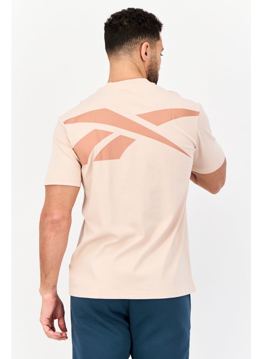 Men Sportswear Fit Short Sleeves Training T-Shirt, Light Peach