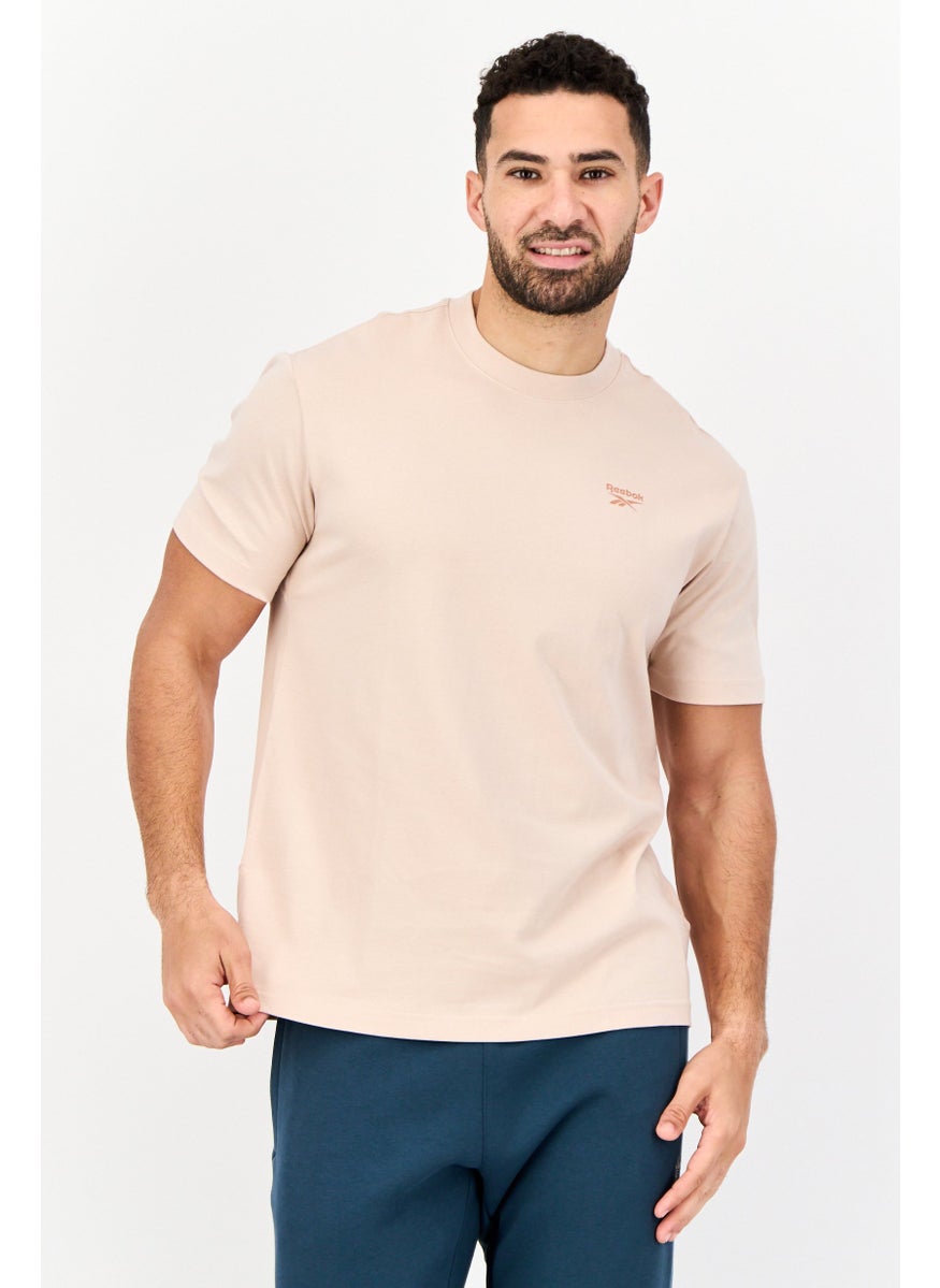Men Sportswear Fit Short Sleeves Training T-Shirt, Light Peach