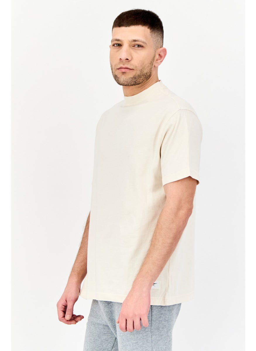 Men Sportswear Fit Short Sleeve Outdoor T-Shirt, Beige