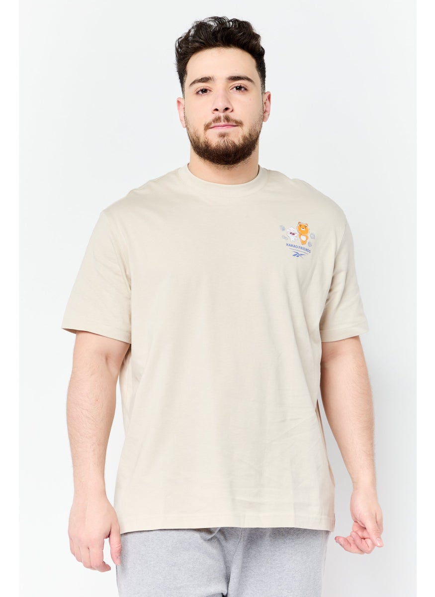Men Sportswear Fit Short Sleeve Outdoor T-Shirt, Beige