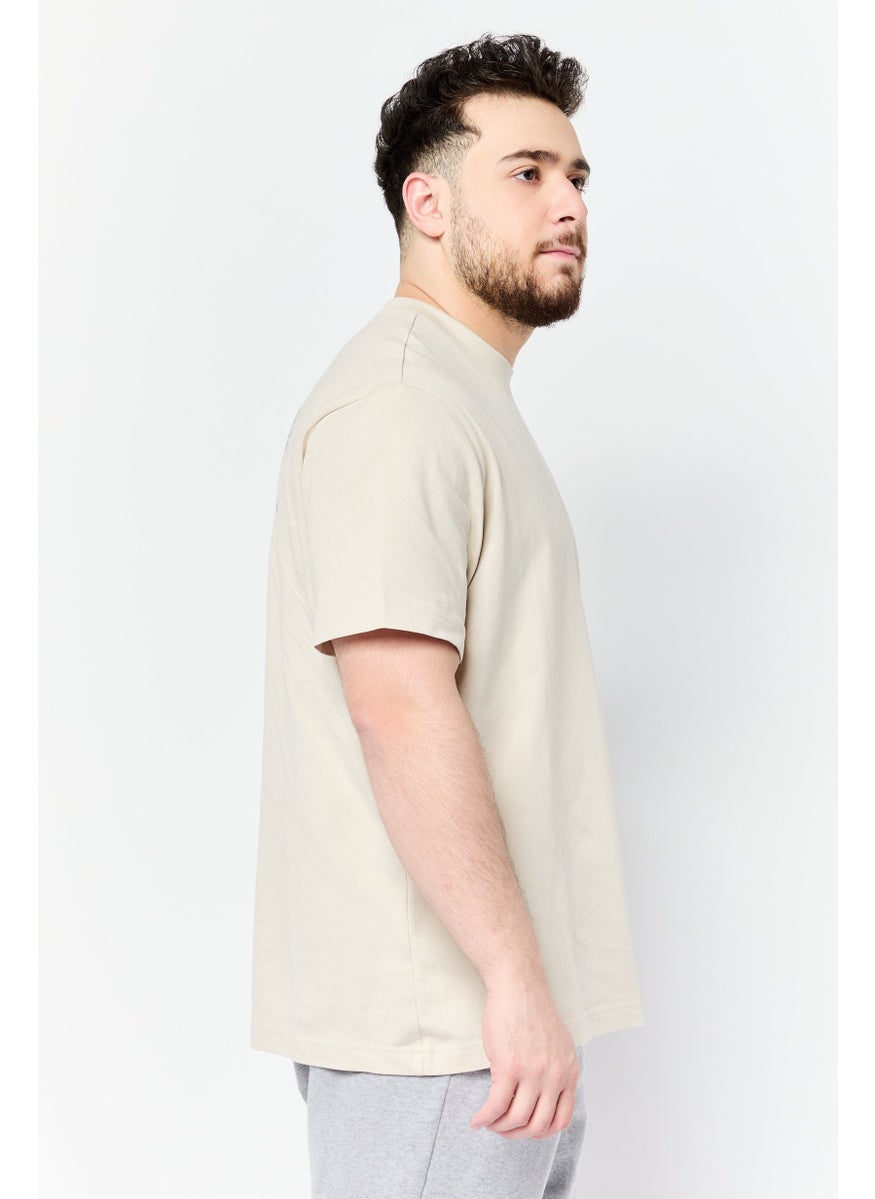 Men Sportswear Fit Short Sleeve Outdoor T-Shirt, Beige