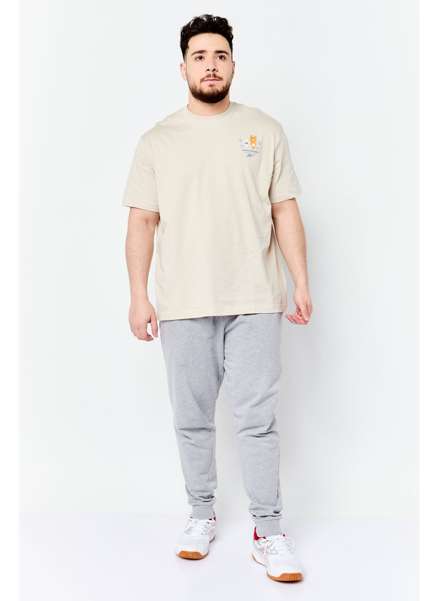 Men Sportswear Fit Short Sleeve Outdoor T-Shirt, Beige