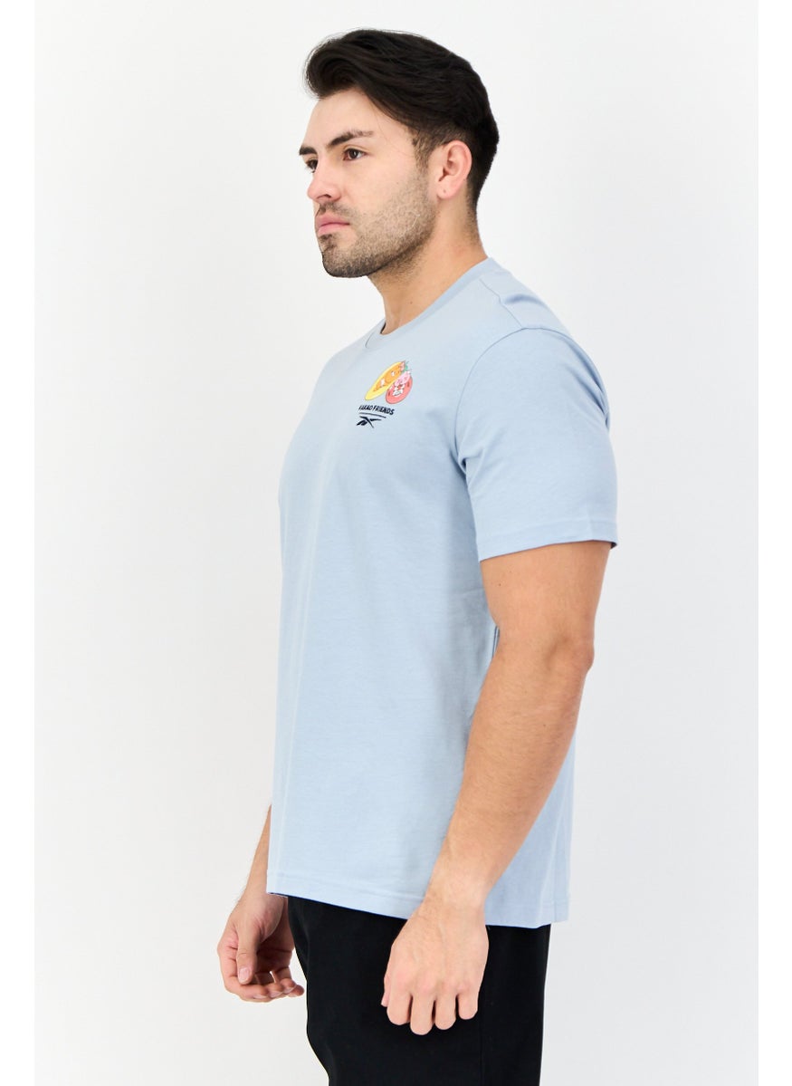 Men Sportswear Fit Short Sleeve Outdoor T-Shirt, Light Blue