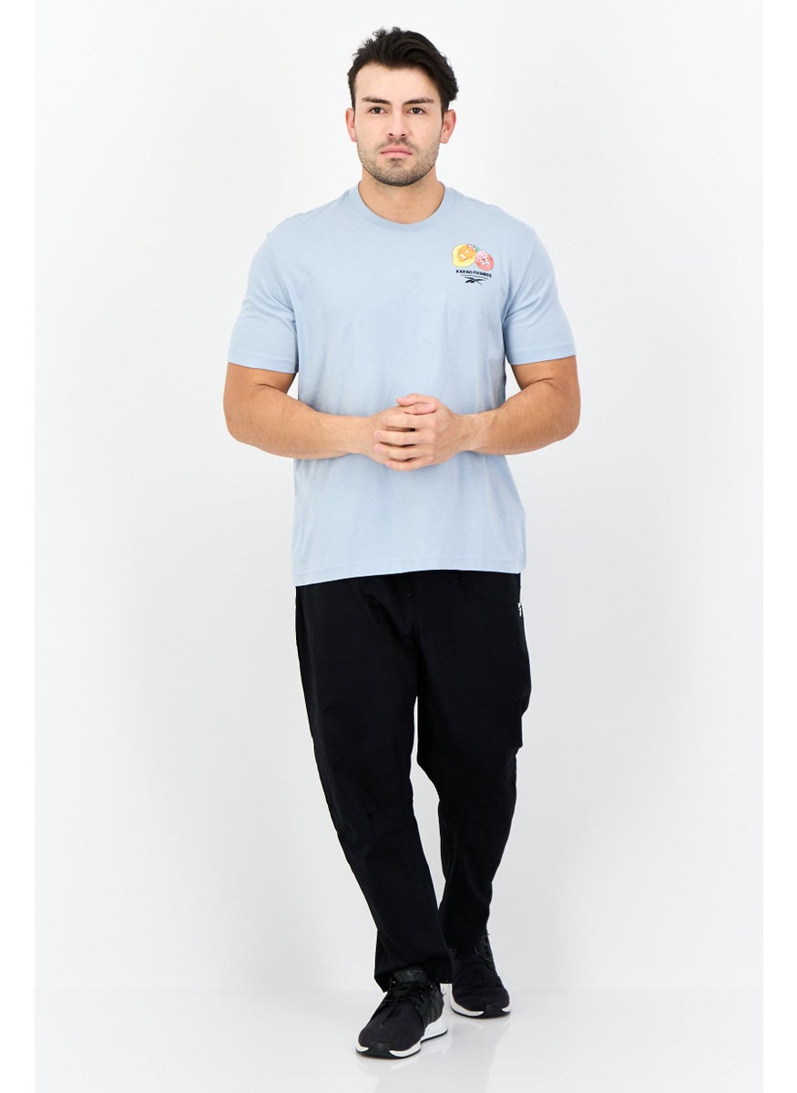 Men Sportswear Fit Short Sleeve Outdoor T-Shirt, Light Blue