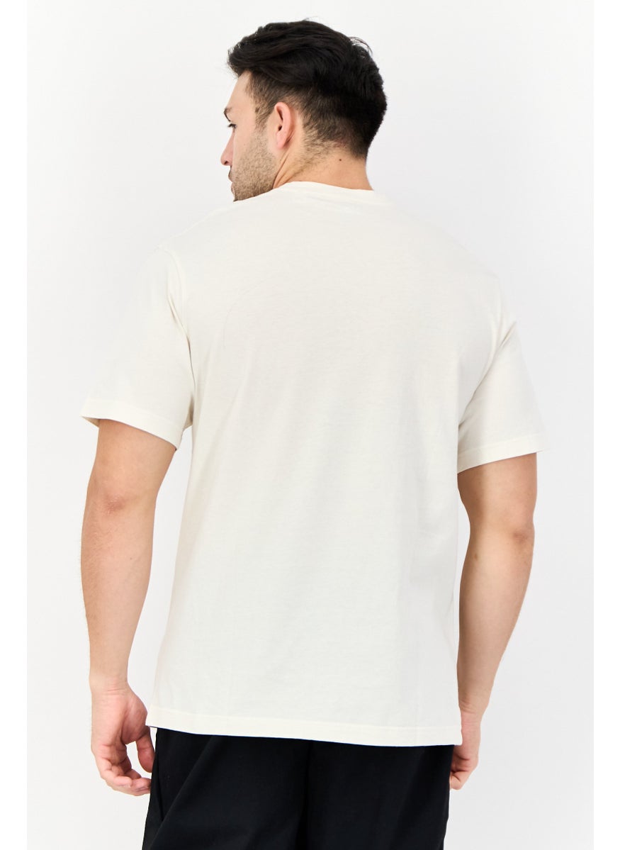 Men Oversized Fit Graphic Print Short Sleeves Outdoor T-Shirt, Off White