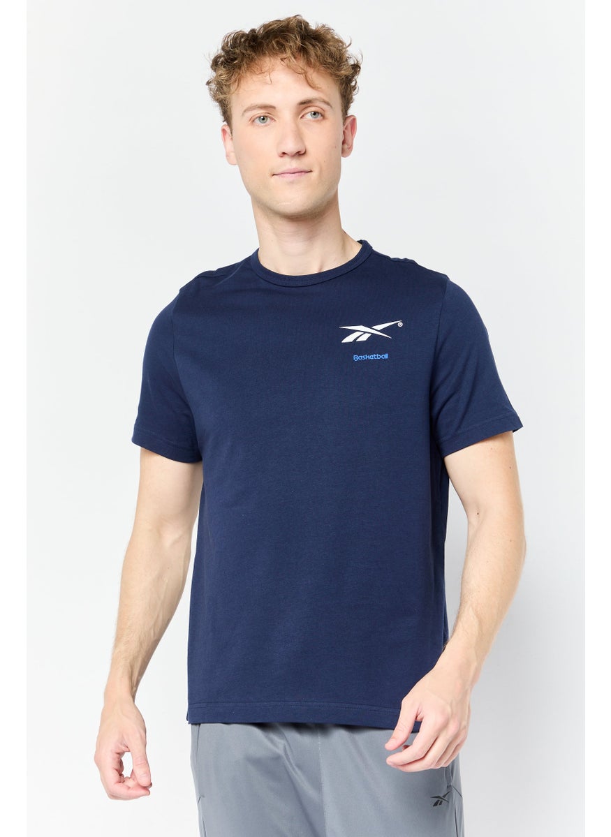 Men Sportswear Fit Short Sleeve Outdoor T Shirt, Navy