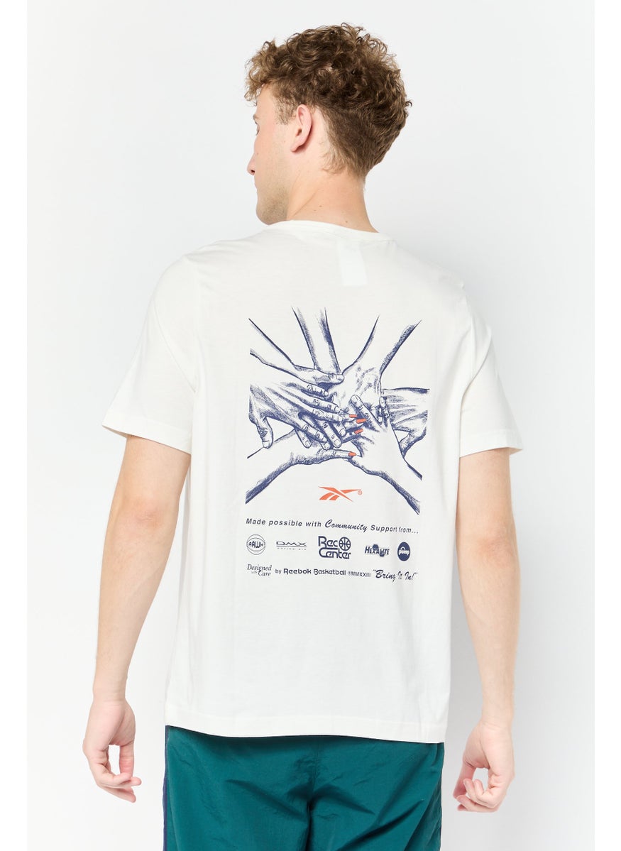 Men Sporstwear Fit Short Sleeves Basketball T-Shirt, Off White