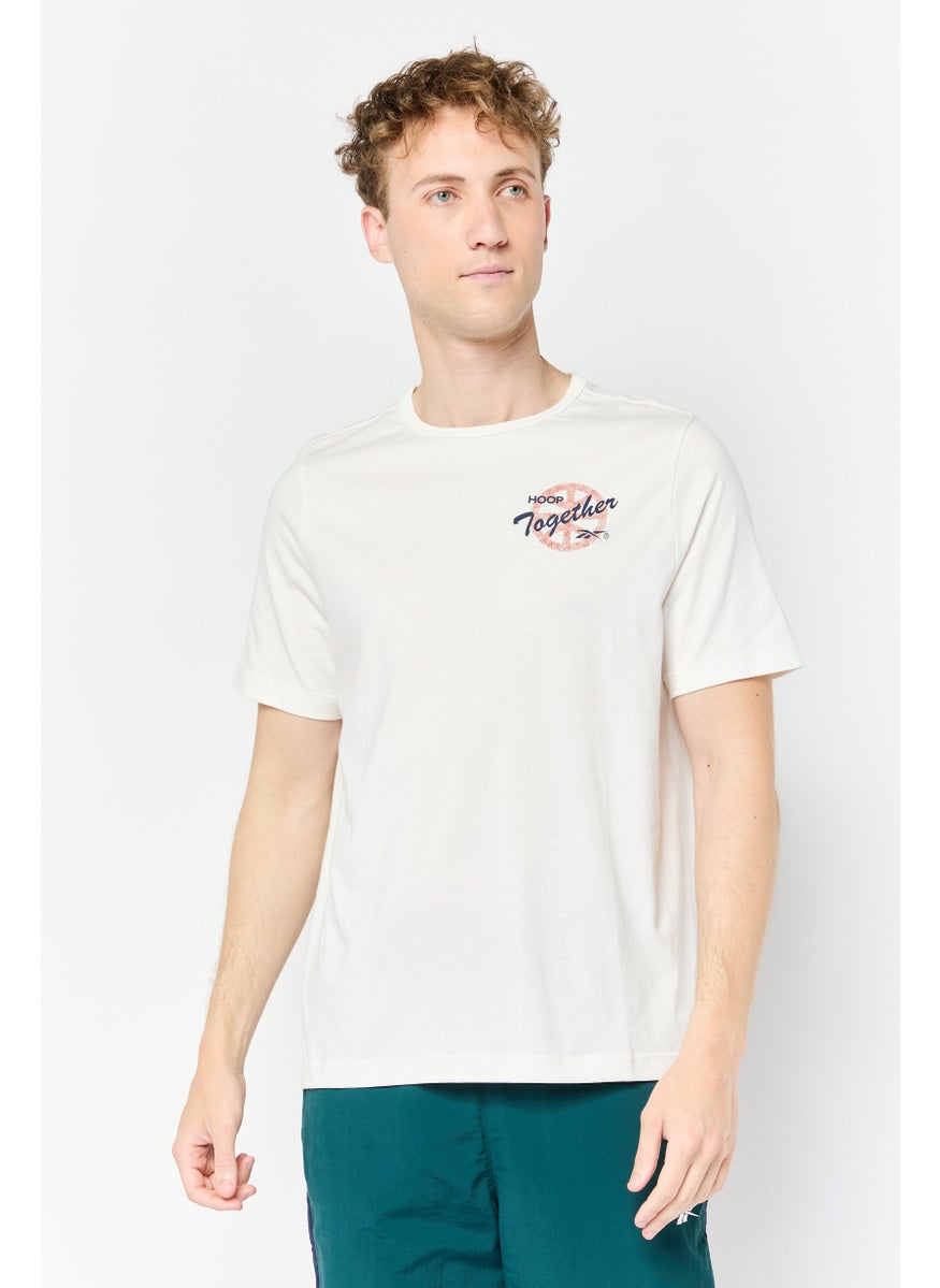 Men Sporstwear Fit Short Sleeves Basketball T-Shirt, Off White