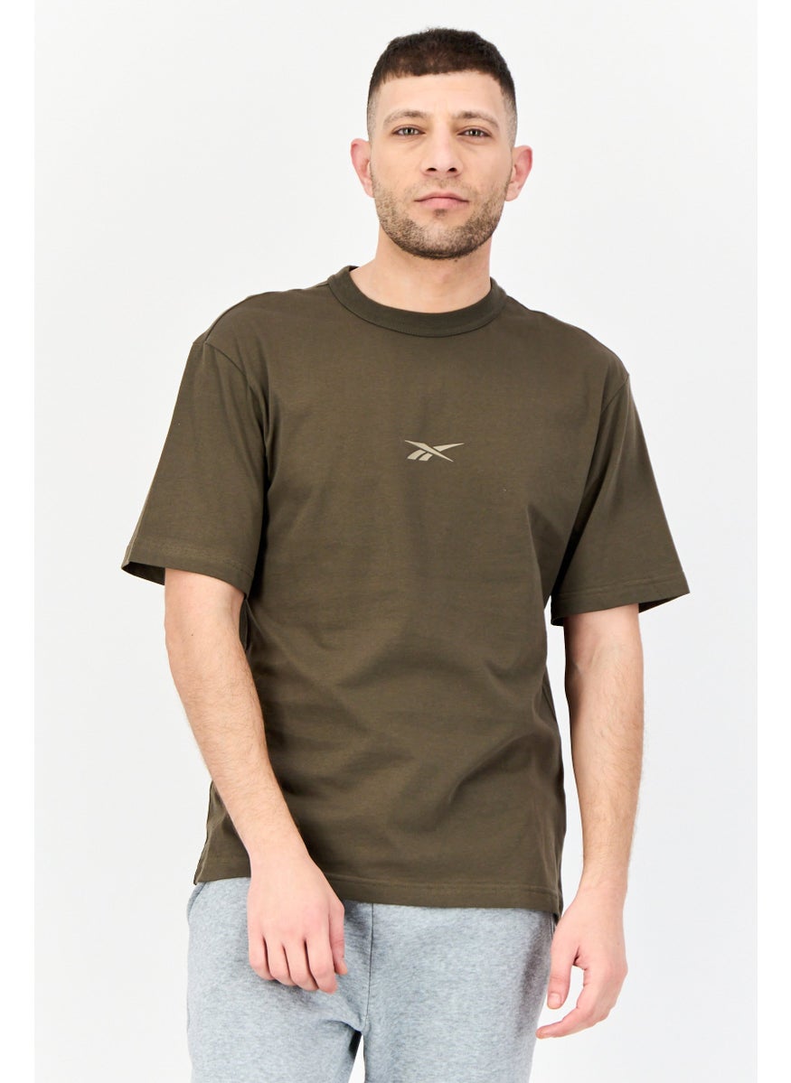 Men Sportswear Fit Short Sleeves Outdoor T-Shirt, Olive