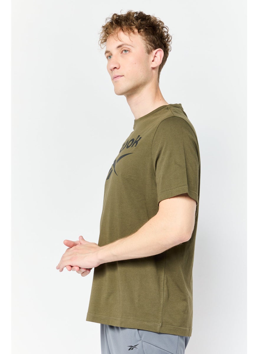 Men Sportswear Fit Short Sleeve Outdoor T-Shirt, Dark Olive