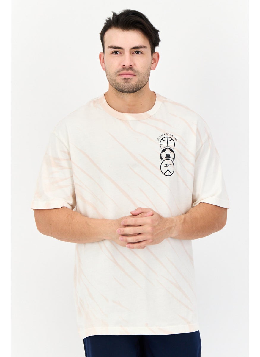 Men Sportswear Fit Short Sleeve Outdoor T-Shirt, Beige