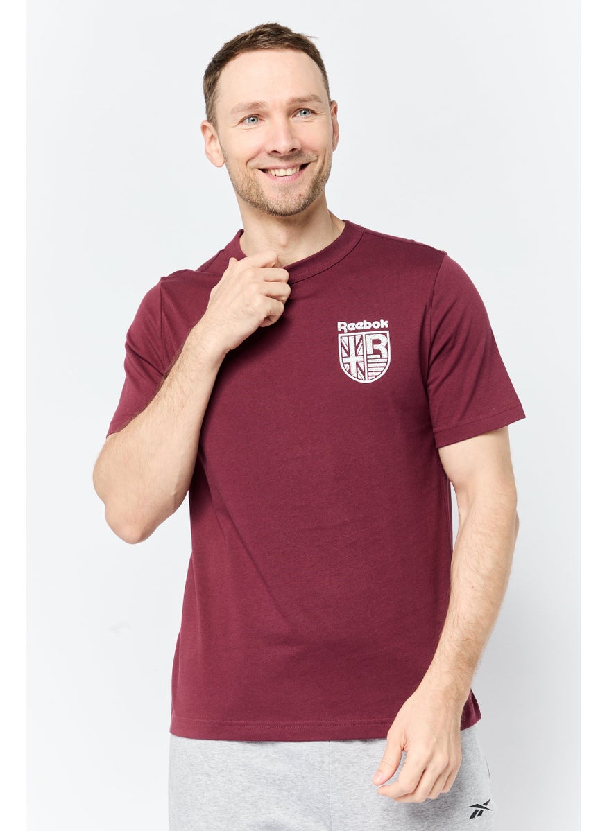 Men Sportswear Fit Short Sleeves Outdoor T-Shirt, Maroon