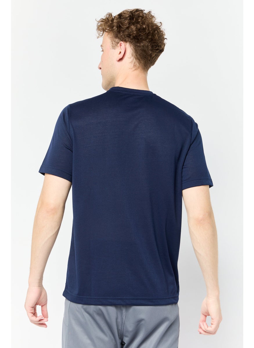 Men Sportswear Fit Brand Logo Short Sleeves Training T-Shirt, Navy