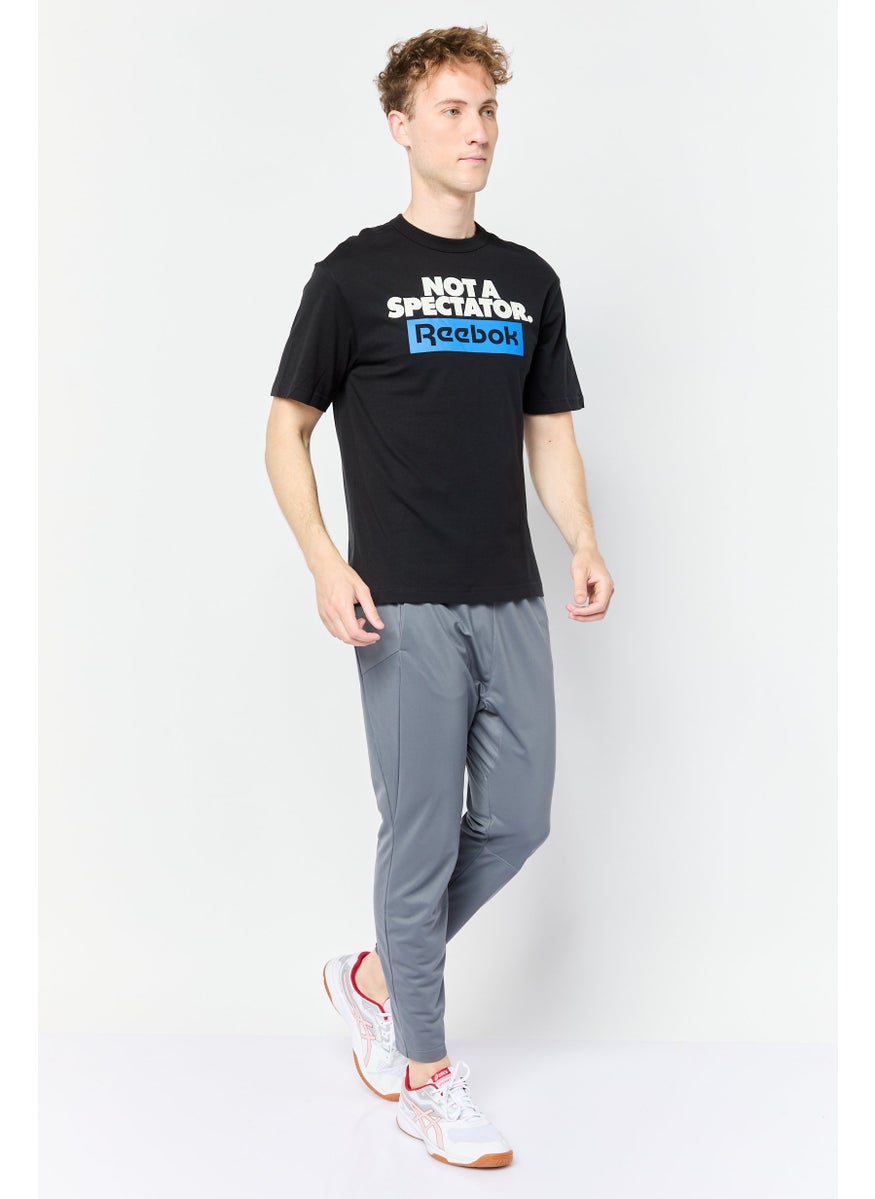 Men Sportswear Fit Short Sleeves Outdoor T-shirt, Black