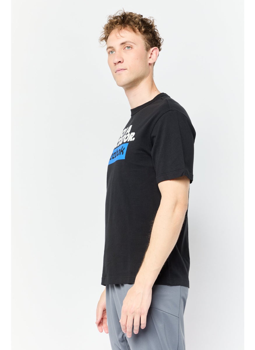 Men Sportswear Fit Short Sleeves Outdoor T-shirt, Black