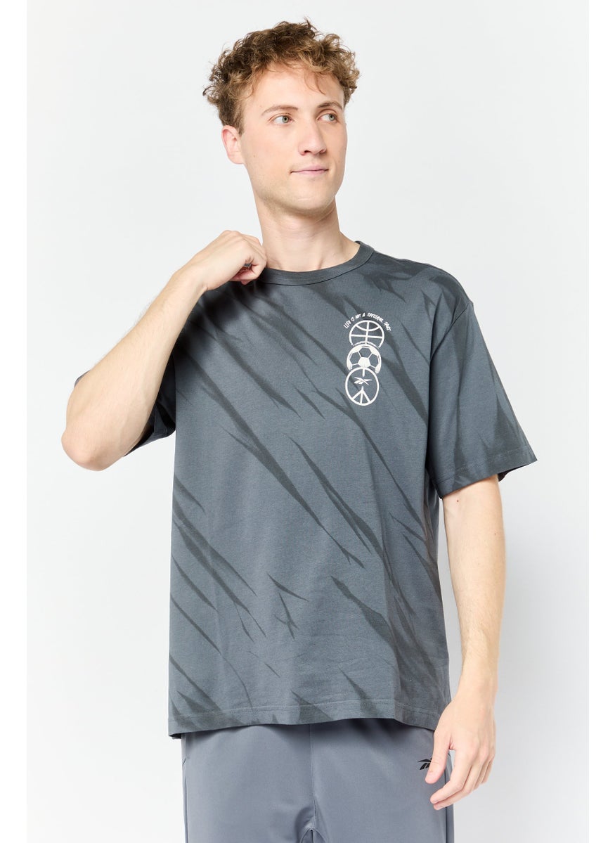 Men Sportswear Fit Short Sleeves Running T-Shirt, Charcoal