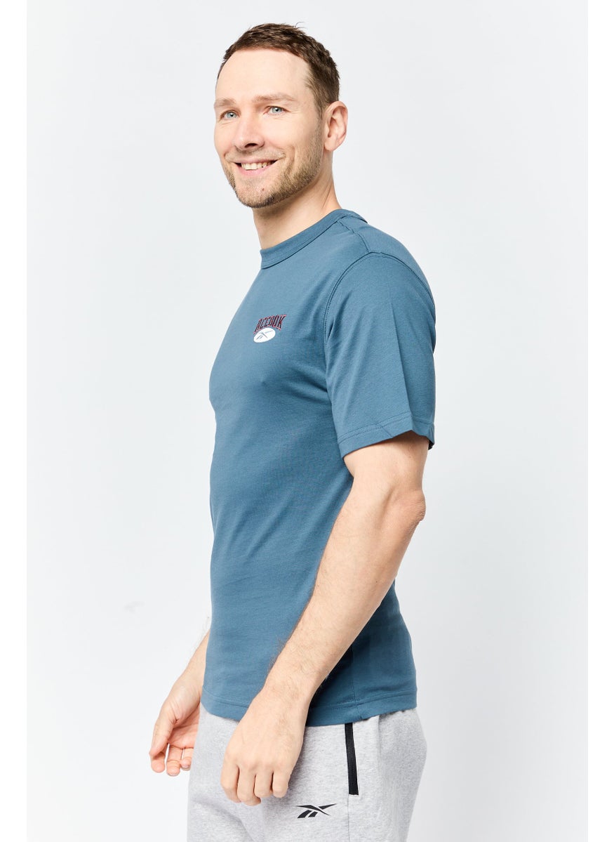 Men Sportswear Fit Short Sleeve Outdoor T-Shirt, Slate Blue