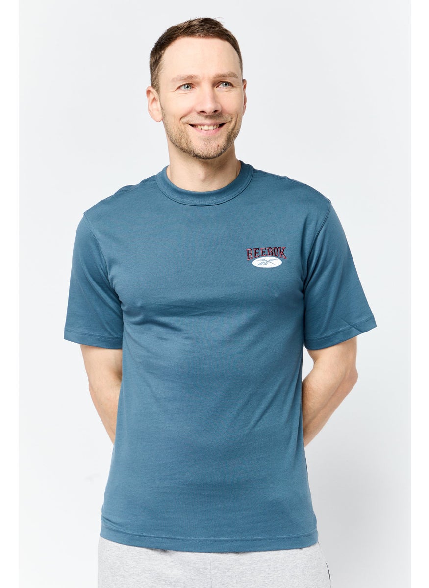 Men Sportswear Fit Short Sleeve Outdoor T-Shirt, Slate Blue