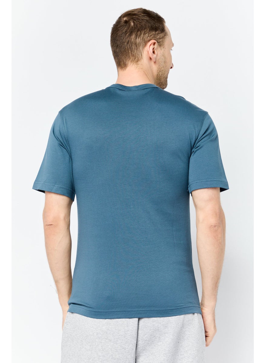 Men Sportswear Fit Short Sleeve Outdoor T-Shirt, Slate Blue
