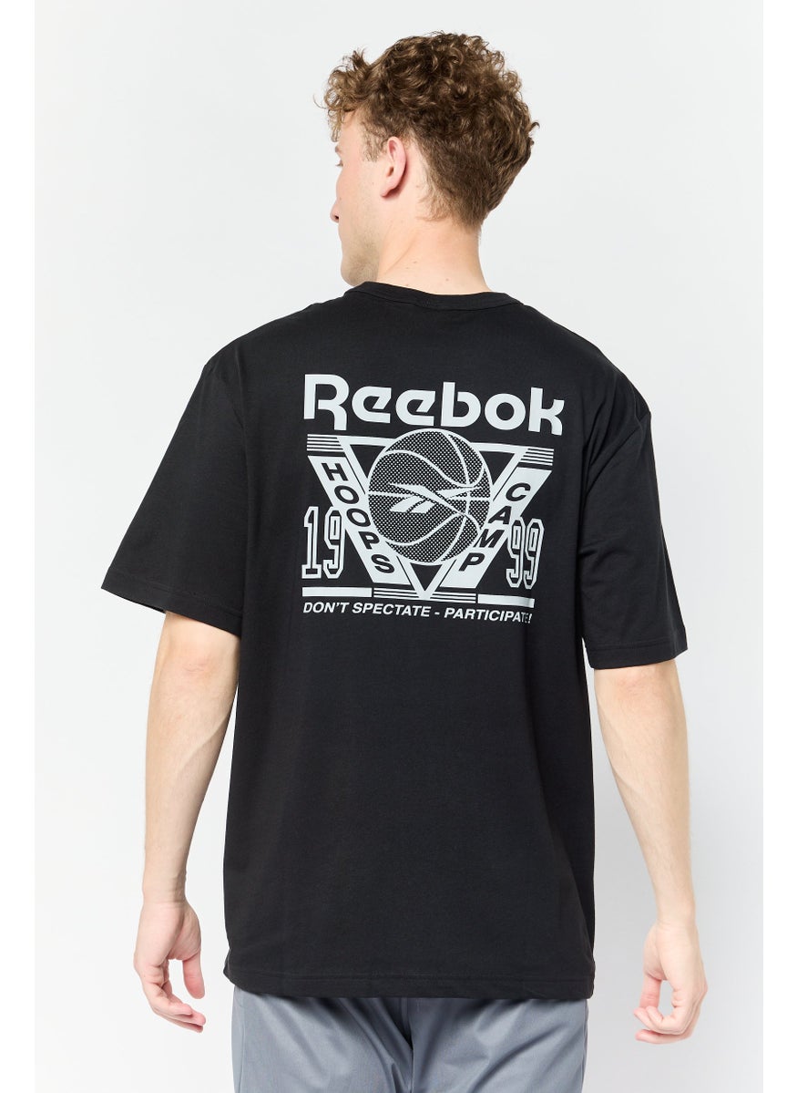 Men Sportswear Fit Short Sleeves Outdoor T-Shirt, Black
