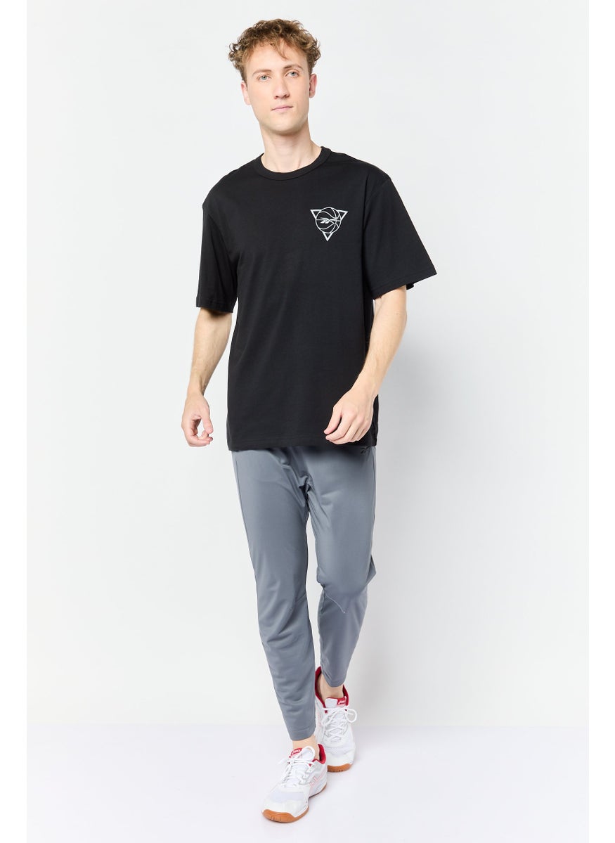 Men Sportswear Fit Short Sleeves Outdoor T-Shirt, Black