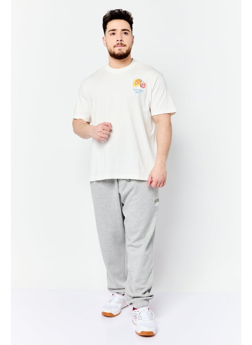 Men Sportswear Fit Embroidered Logo Short Sleeves Outdoor T-Shirt, Off White