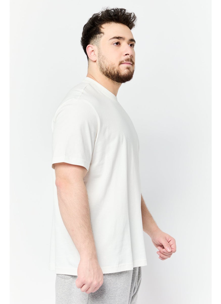 Men Sportswear Fit Embroidered Logo Short Sleeves Outdoor T-Shirt, Off White