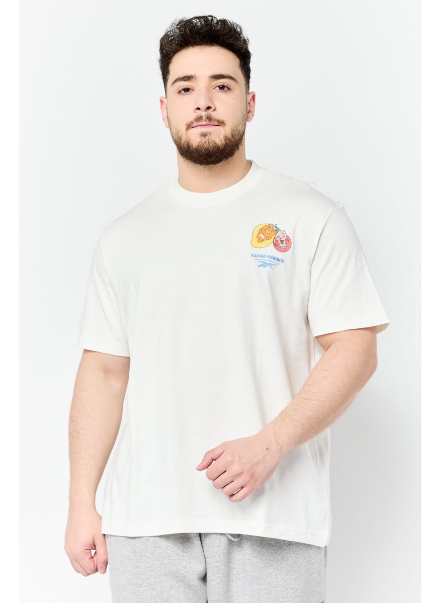 Men Sportswear Fit Embroidered Logo Short Sleeves Outdoor T-Shirt, Off White
