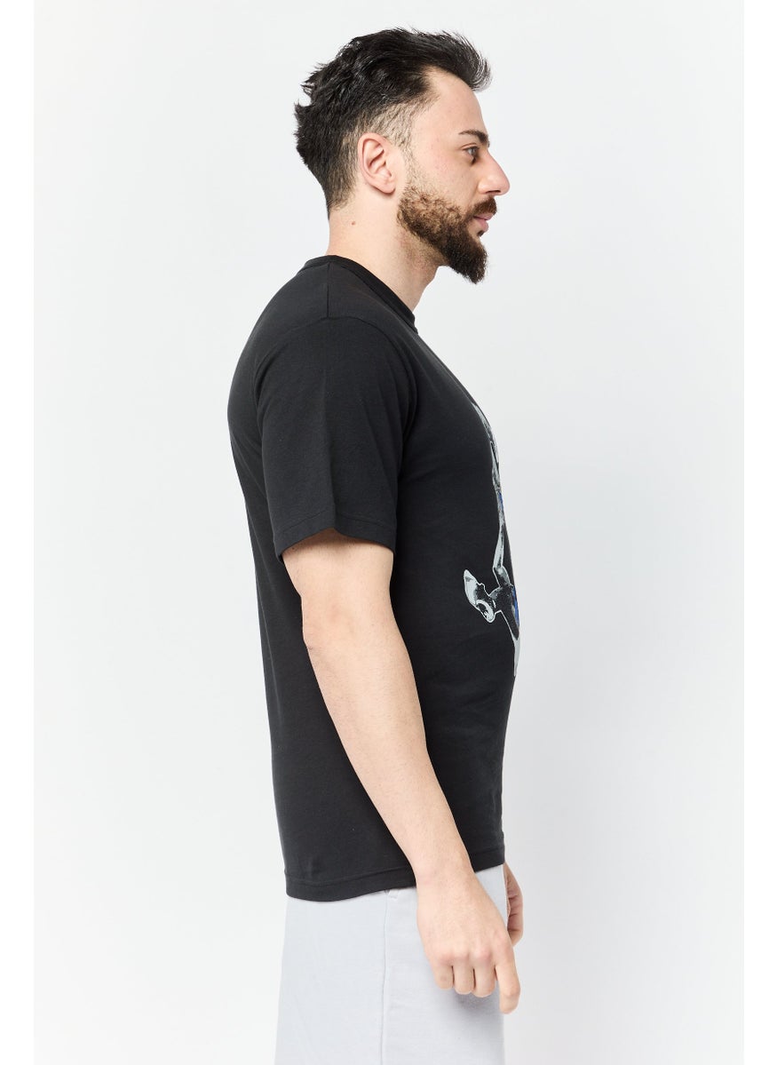Men Sportswear Fit Short Sleeve Outdoor T Shirt, Black