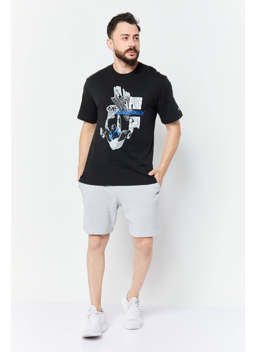 Men Sportswear Fit Short Sleeve Outdoor T Shirt, Black