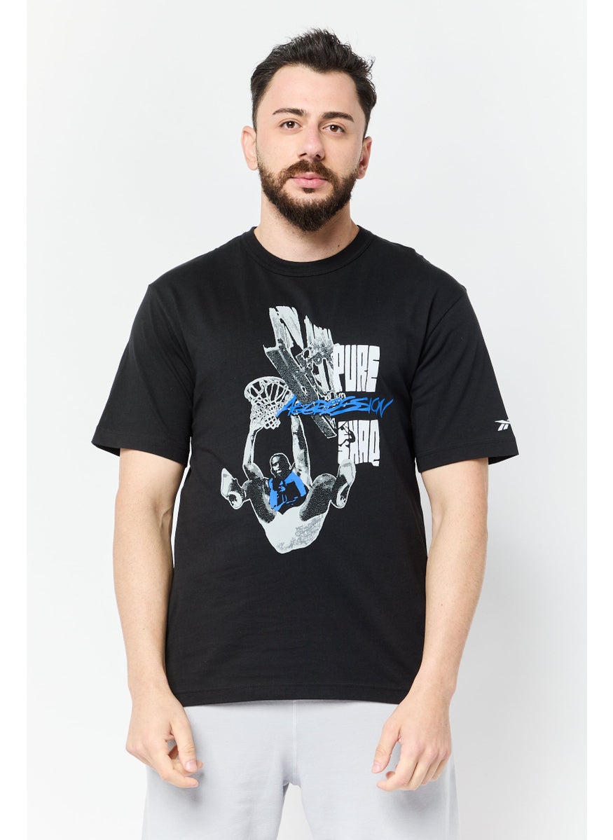 Men Sportswear Fit Short Sleeve Outdoor T Shirt, Black