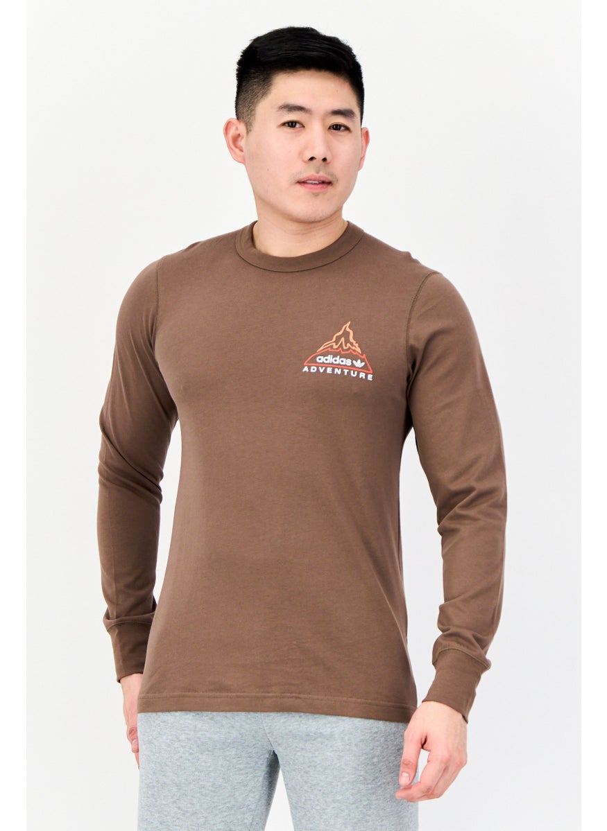 Men Sportswear Fit Long Sleeve Outdoor T-shirt, Dark Taupe