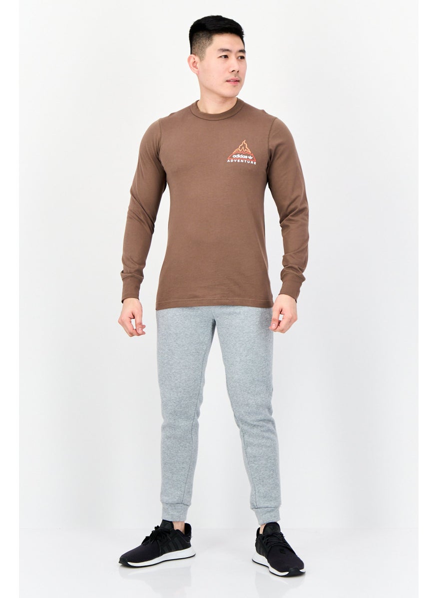 Men Sportswear Fit Long Sleeve Outdoor T-shirt, Dark Taupe