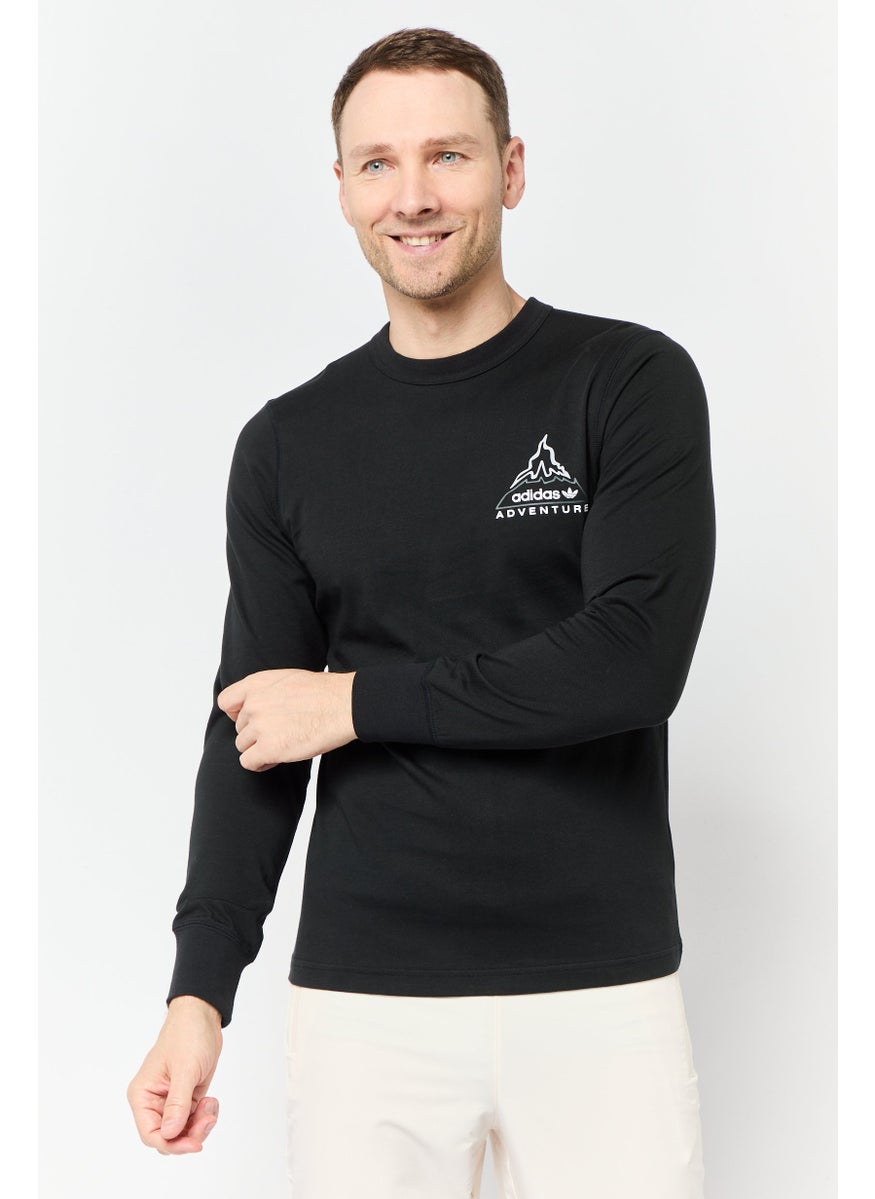 Men Sportswear Fit Long Sleeve Outdoor T Shirt, Black