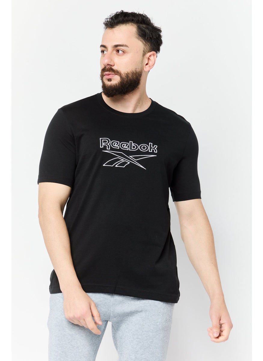 Men Sportswear Fit Short Sleeves Outdoor T-Shirt, Black