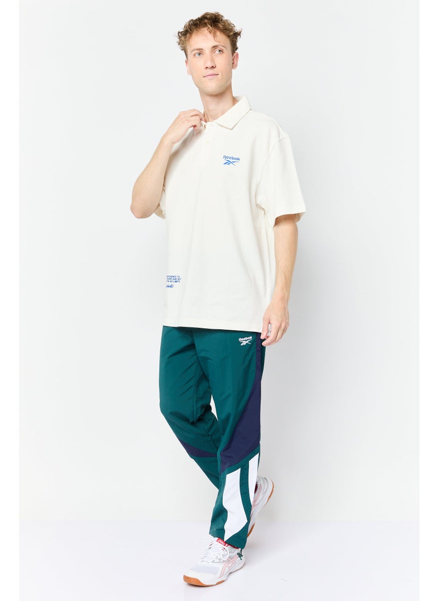 Men Loose Fit Short Sleeve Outdoor Polo Shirt, Ivory