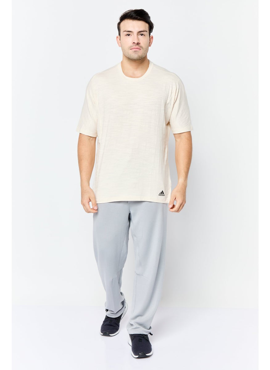 Men Sportswear Fit Short Sleeves Training T-shirt, Beige