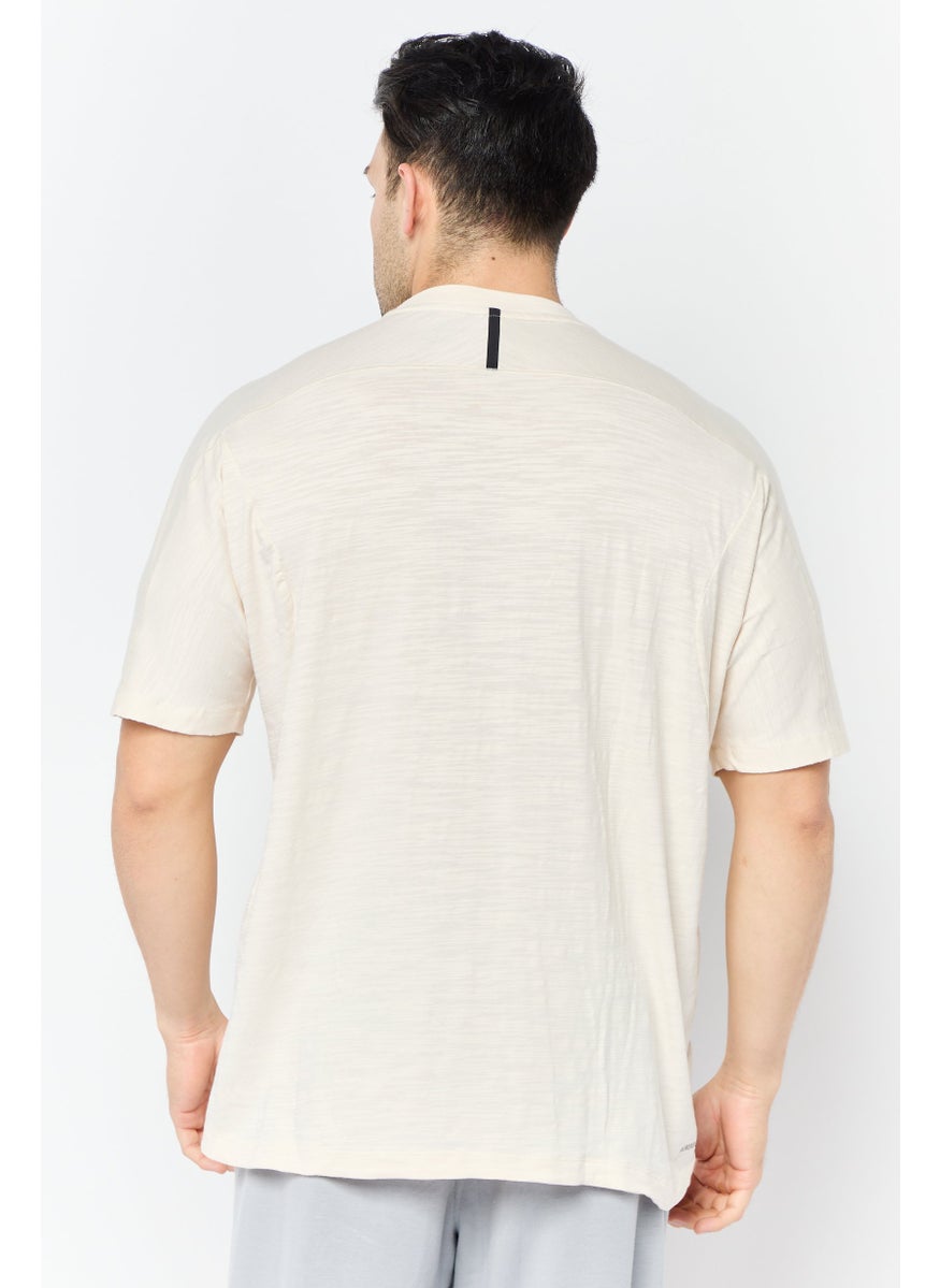 Men Sportswear Fit Short Sleeves Training T-shirt, Beige